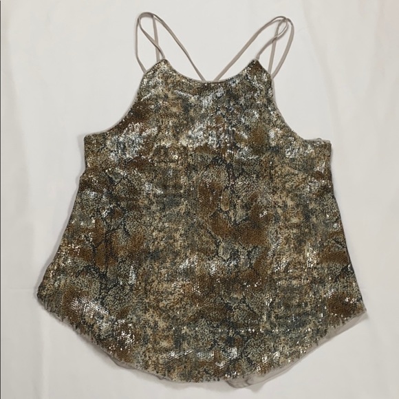 ASTR Python Print Strappy  Sequin Tank XS - Picture 2 of 6